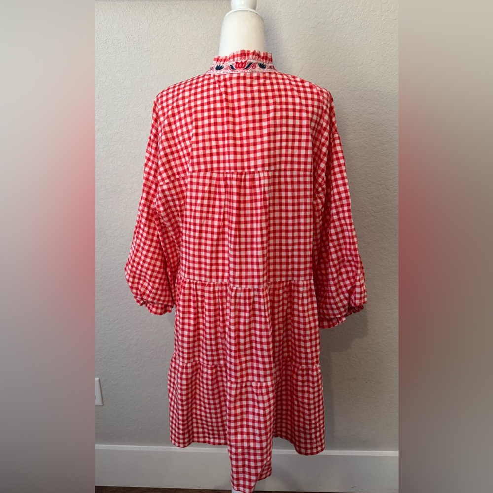 New Printfresh Rosalita Tiered Puff Sleeve Dress Garden Gingham Women's XL Q - Picture 6 of 11